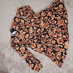 Express Black Orange Floral Dress